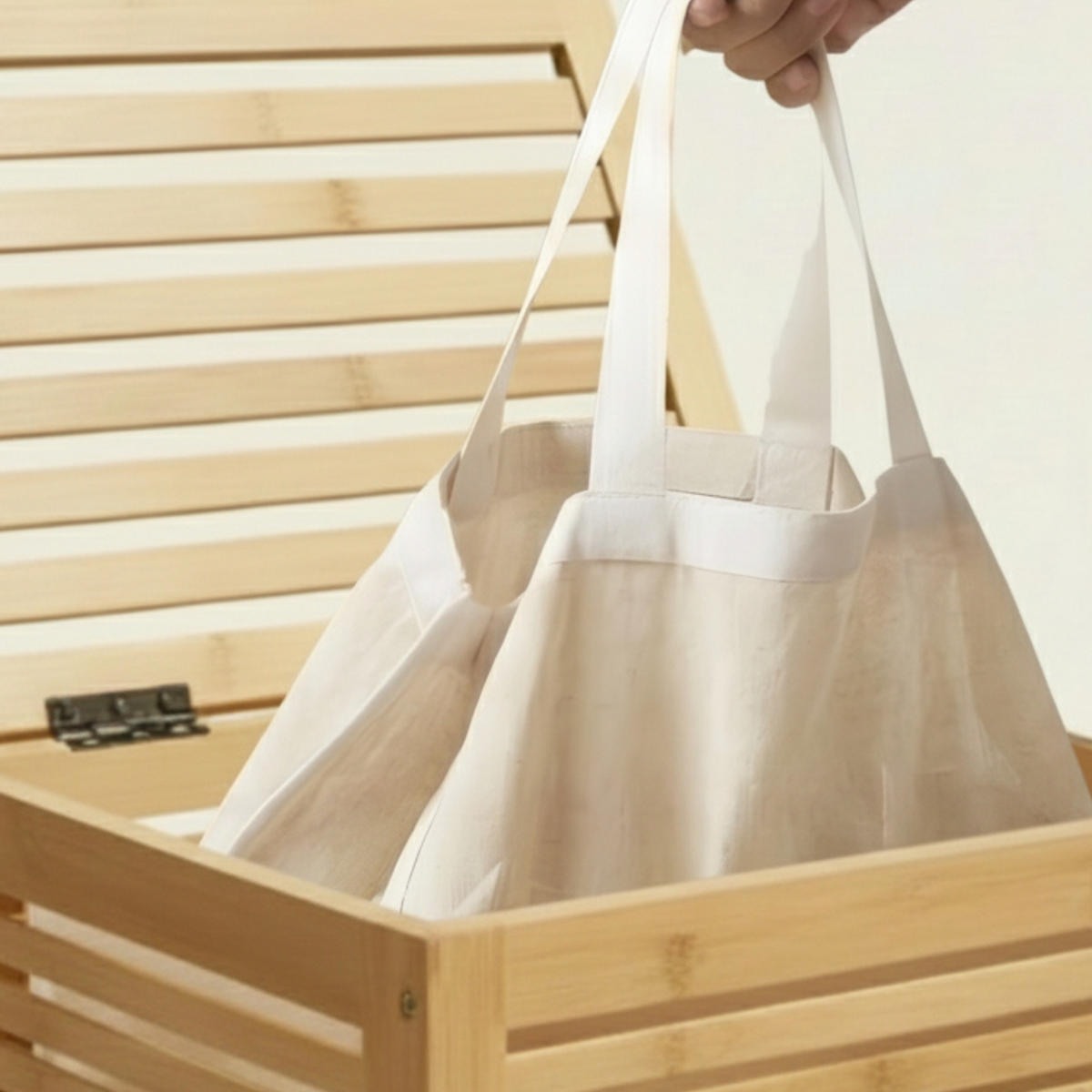 WÄSCHEKORB Lund 60l - Beige, Naturmaterialien (40/57/40cm)