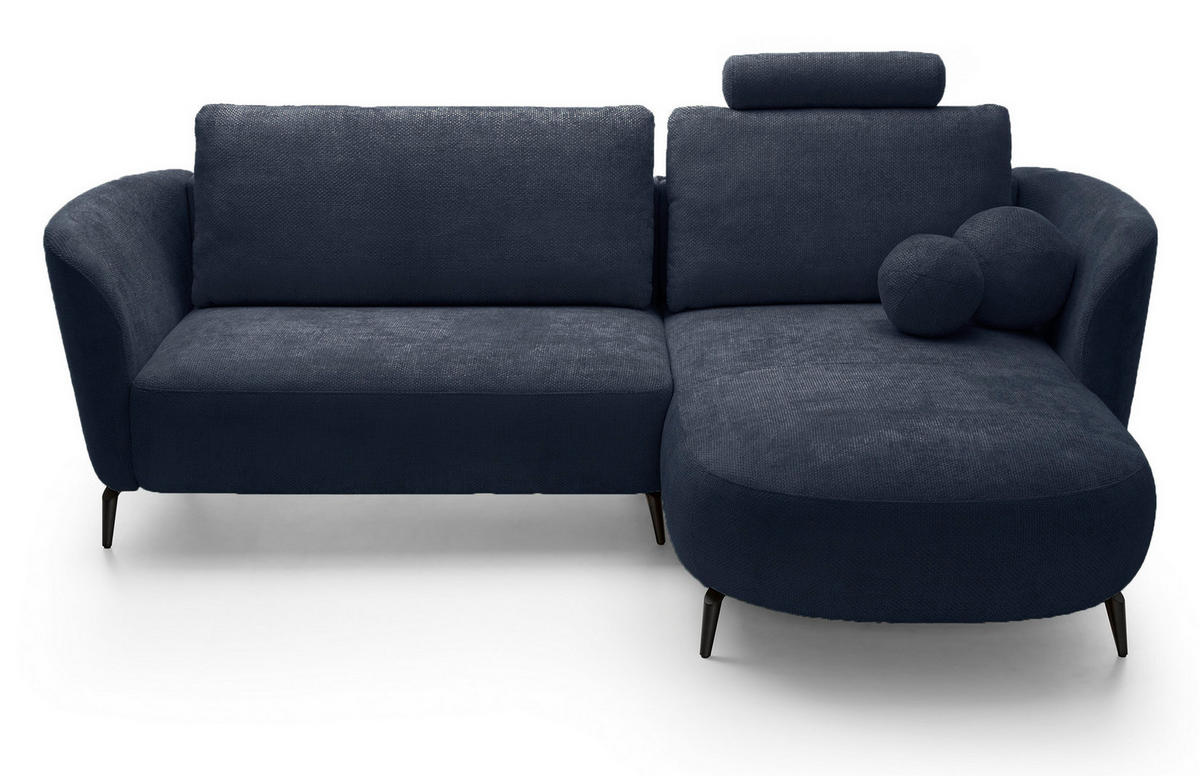 ECKSOFA auf Füßen Kendra 260 cm mit Schlaffunktion, Rechts, Dunkelblau - Dunkelblau, Holz (180/260cm) - Emporius