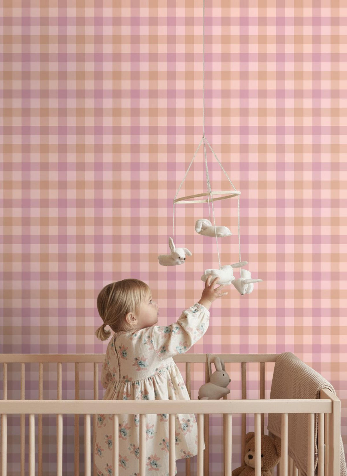 TAPETE Karomuster 50 x 900 cm - Pink, Papier (50/0.1cm) - ESTAhome