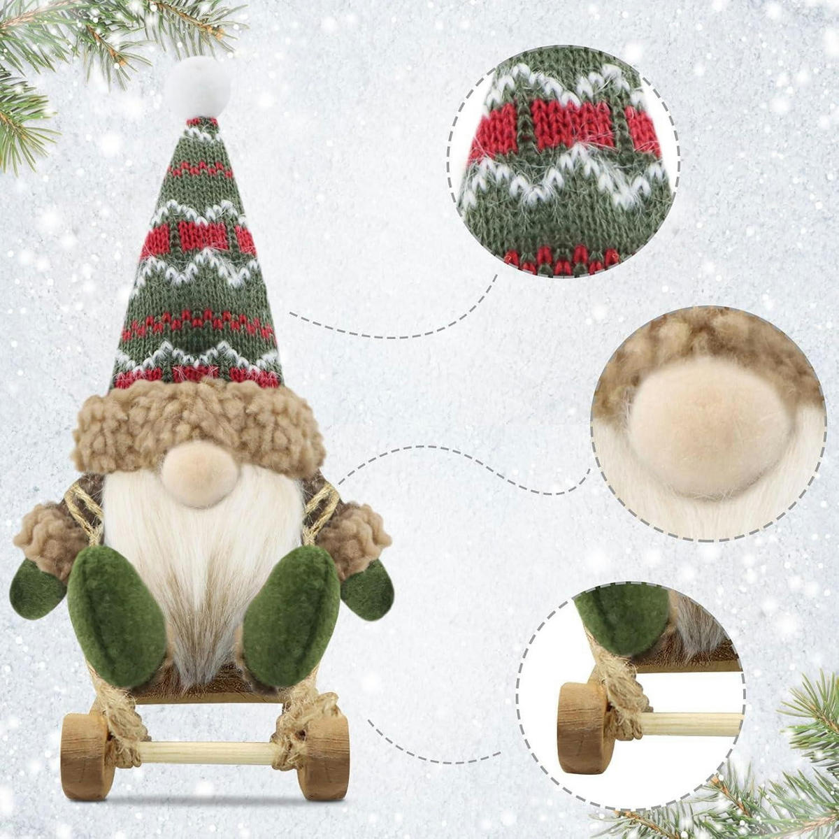 WEIHNACHTSWICHTEL Figuren 3er Set Weihnachtsdeko Dunkelgrün - Multicolor, Textil (9.8/12.7/26.8cm)