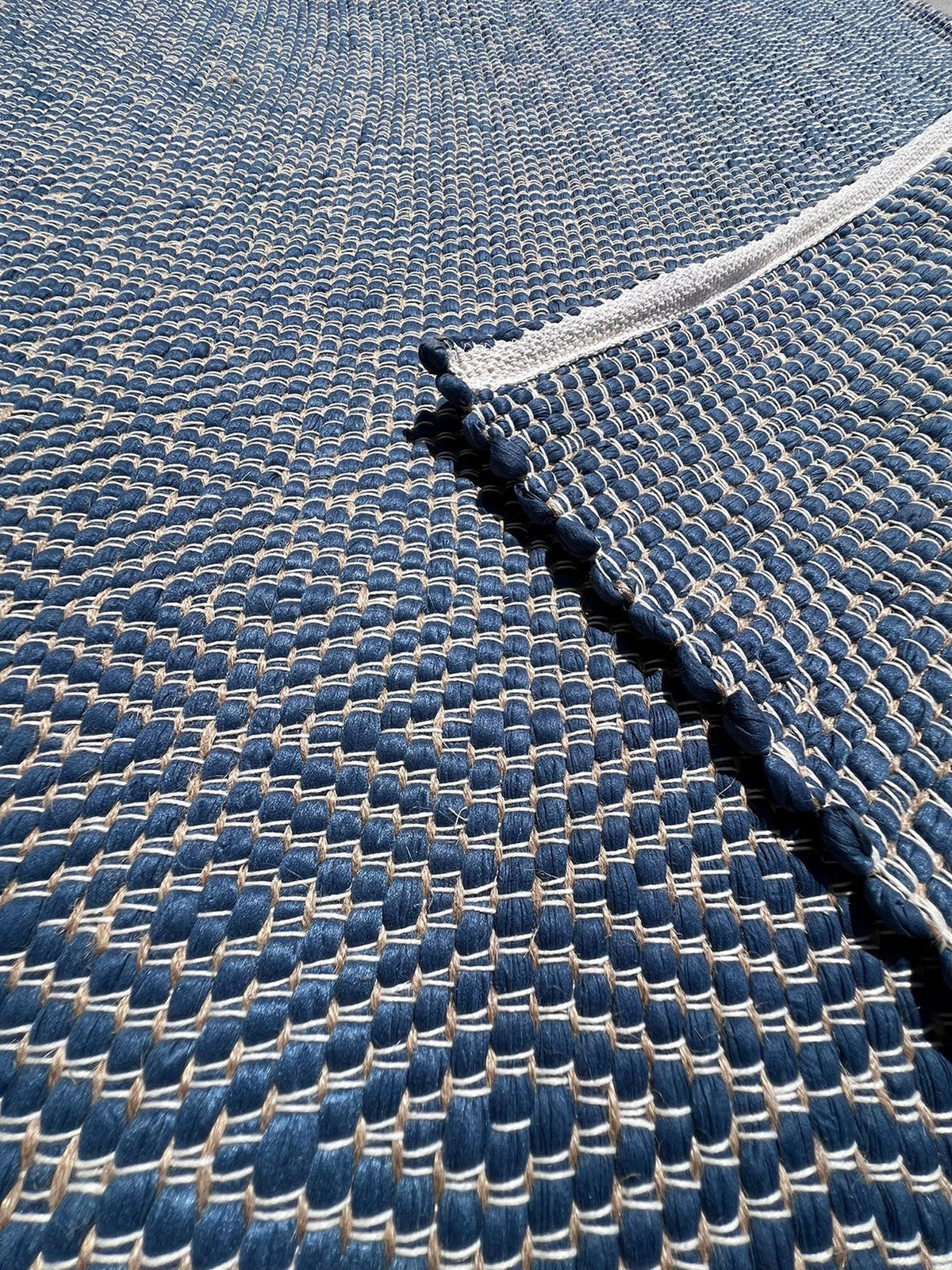 TEPPICH aus recycelten Fasern handgewebt blau - Blau, Naturmaterialien (120/170cm) - AFK Living
