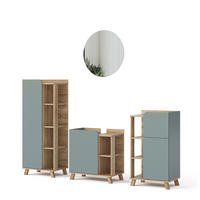 BADMÖBEL-SET Karen Blau-Grau 4 Teile - Blau, Holzwerkstoff (60/65/35cm) - Vicco