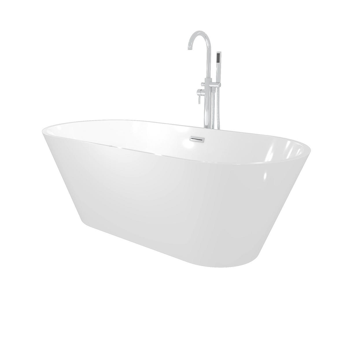 FREISTEHENDE Badewanne Wanne F11 170x80cm Luftmassage Armatur AF02 - Weiß, Glas/Kunststoff (80/58/170cm) - AcquaVapore by Sandra Jentho