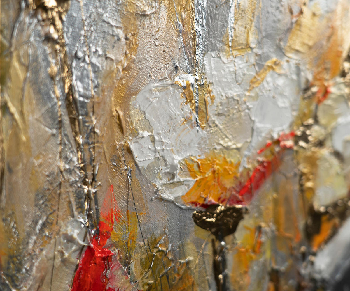 GEMÄLDE Frühlingsduft Schattenfugenrahmen Gold 140x70 cm - Goldfarben, Holz (140/70cm) - YS-art gallery