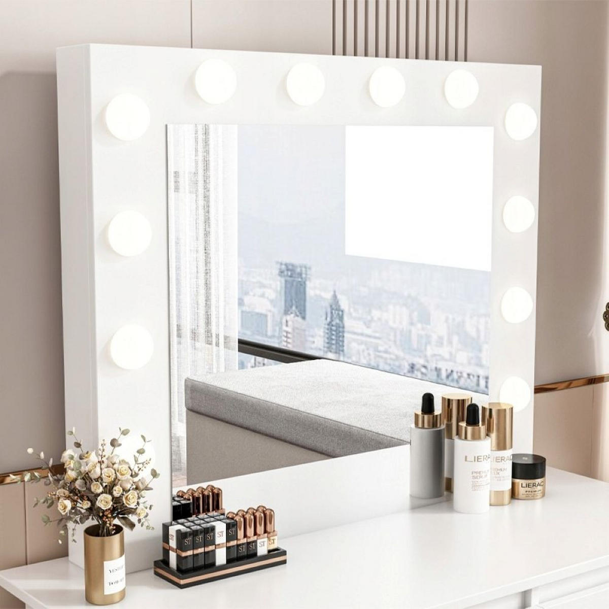 SCHMINKTISCH, weiß 90/40/140 cm - Weiß, Holzwerkstoff (88.5/7.5/79cm)