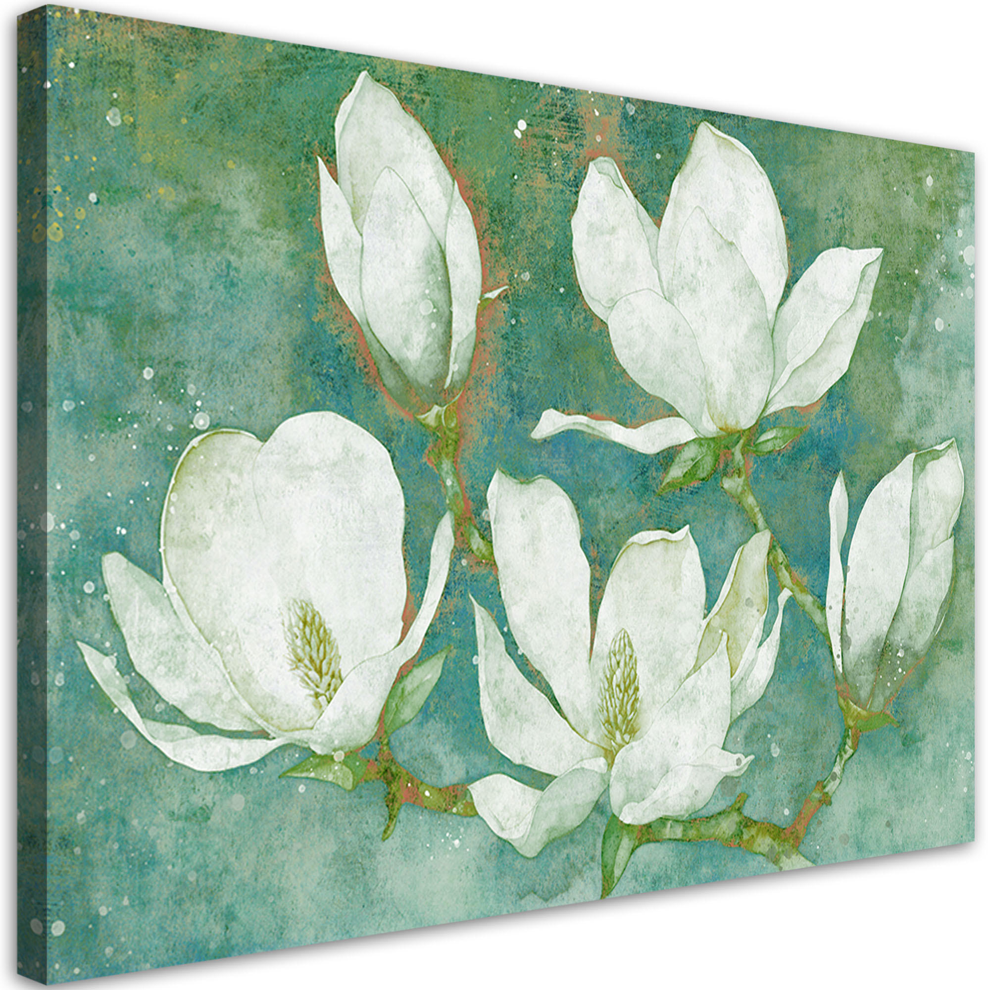WANDBILD blühende magnolien abstrakt - Grün, Textil (60/40cm) - Feeby
