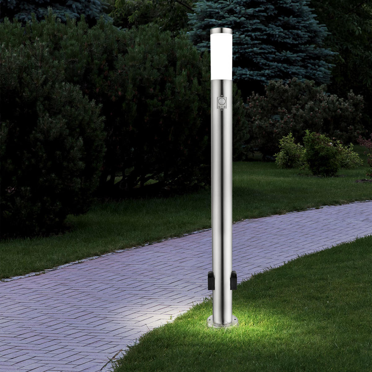 LED STEHLAMPE BOSTON Silber Modern 2er Set - Silberfarben, Metall (7.6/7.6/110cm) - Globo Lighting