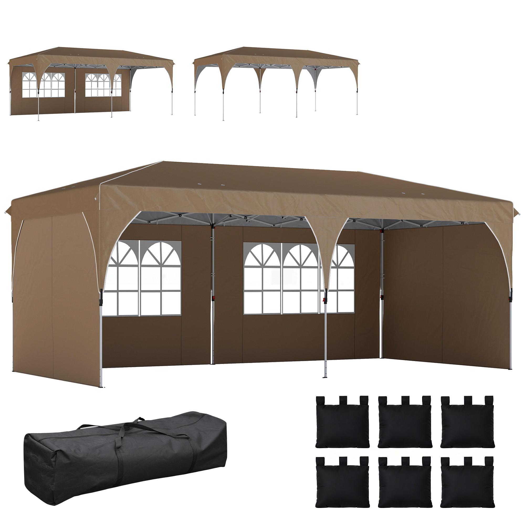 PAVILLON, UPF 50+, zentralem Verriegelungssystem, wasserdicht, 6x3m,beige - Beige, Metall (300/275/595cm) - Vallsero