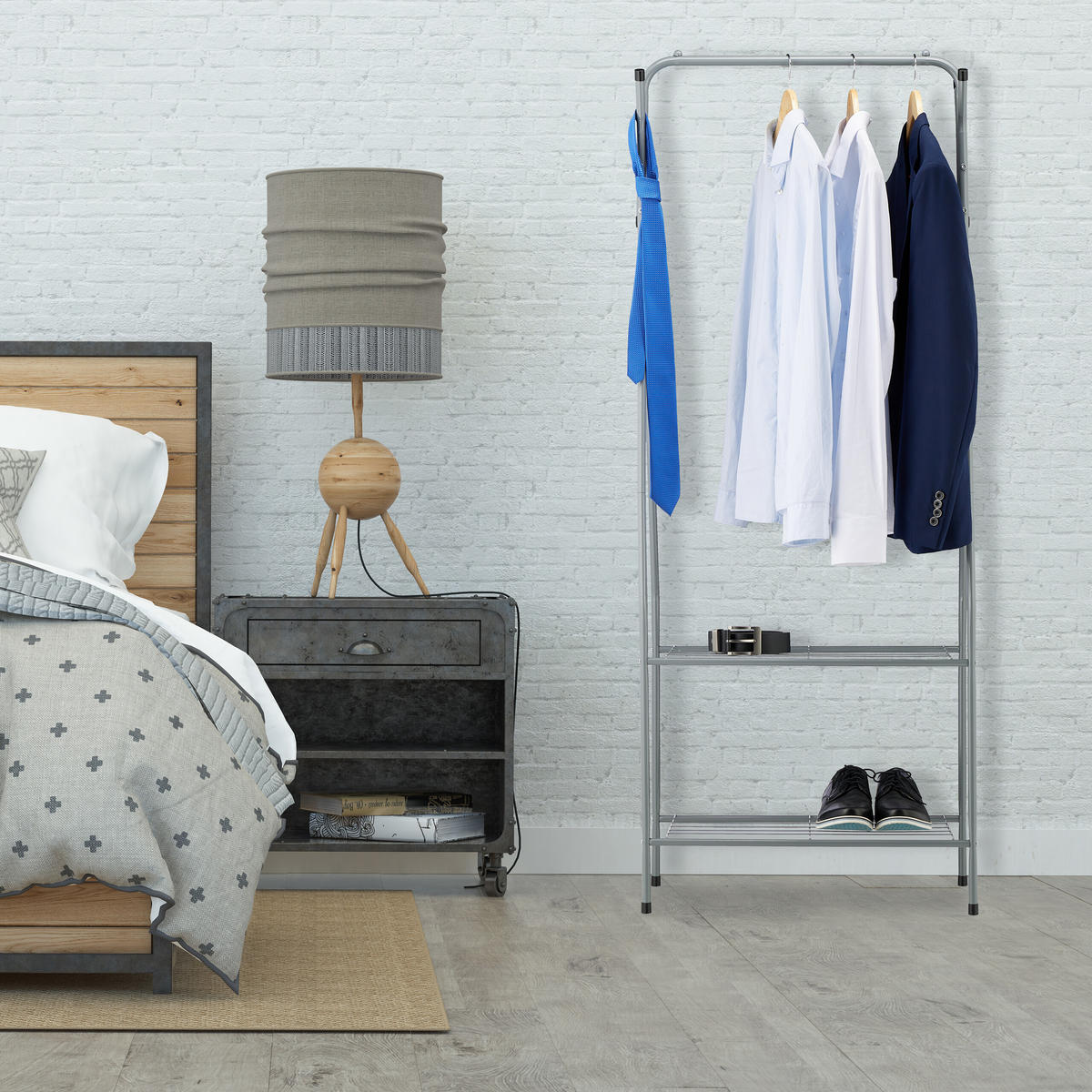 KLEIDERSTÄNDER - Grau, Metall (60/158/33cm) - Relaxdays