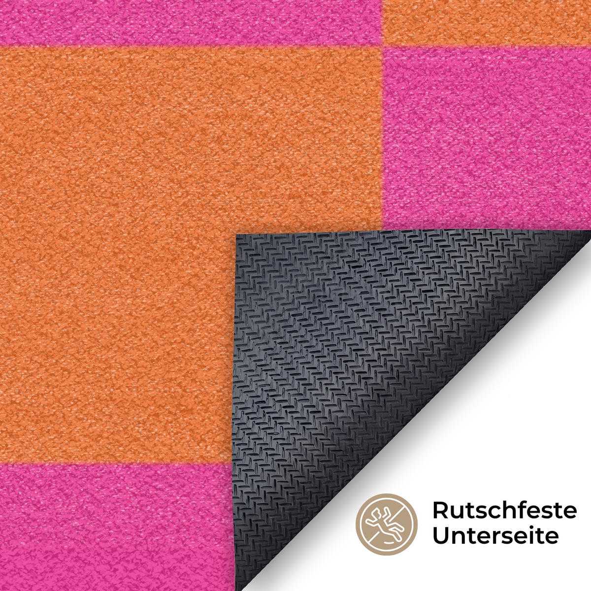 ROHOŽKA Šachovnicový potisk - Oranžová - Růžová - Bloky 120x80 cm - růžová, textil/umělá hmota (120/0.4cm) - MuchoWow