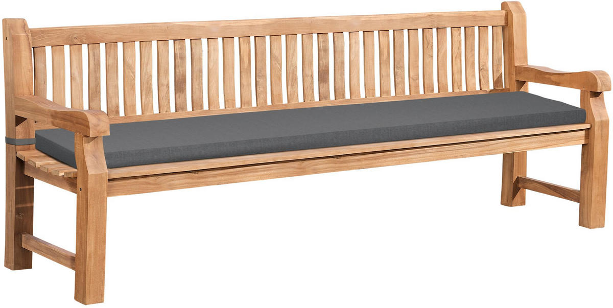 GARTENBANK Teakbank Dabel Holz Dunkelgrau Holzbank 240cm - Dunkelgrau, Holz (240/93/61cm) - DELUKE