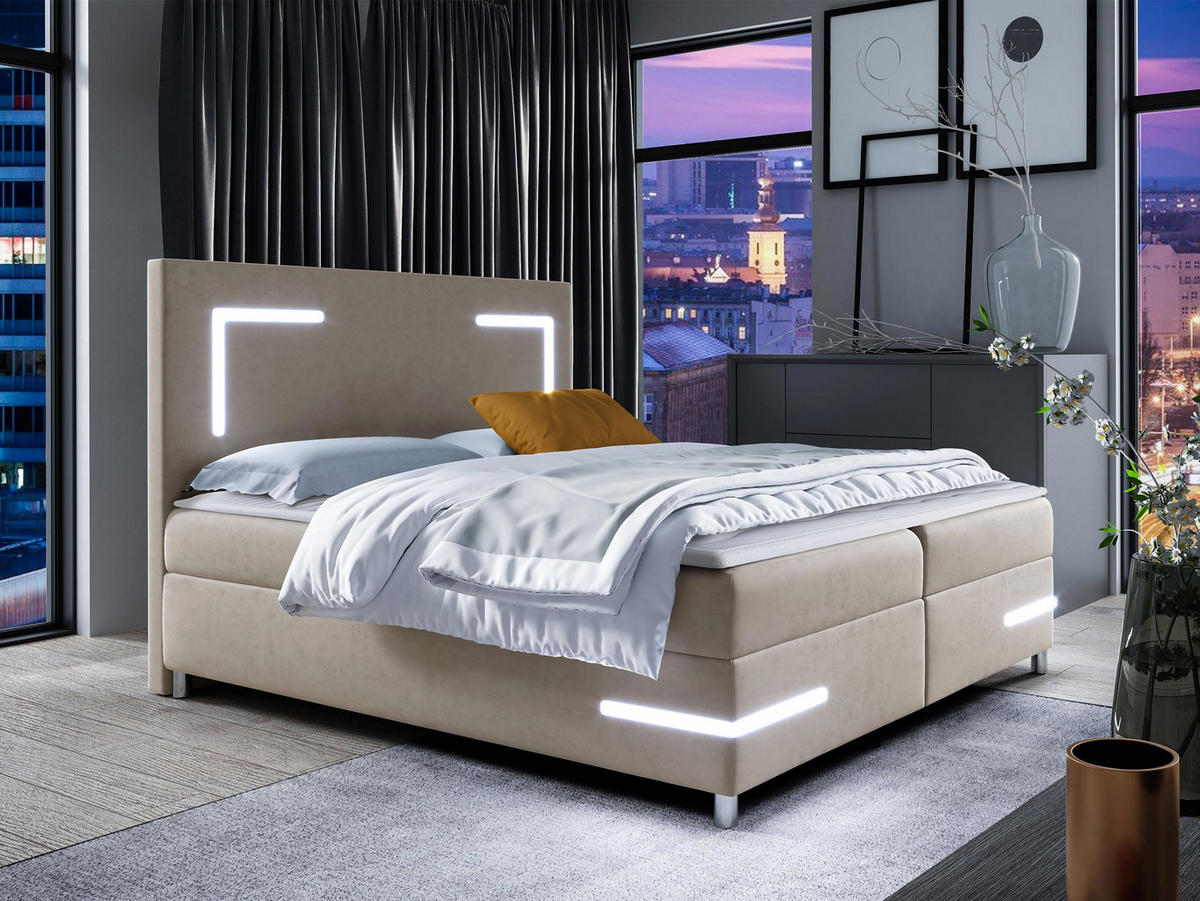 BOXBETT Delos LED - Kaschmir, Holz (200/200cm) - MIRJAN24