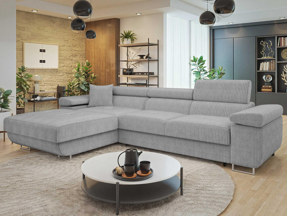 COLTAR Torezio Mini Reiat, Stanga - gri, material textil/lemn (280/170cm) - MIRJAN24