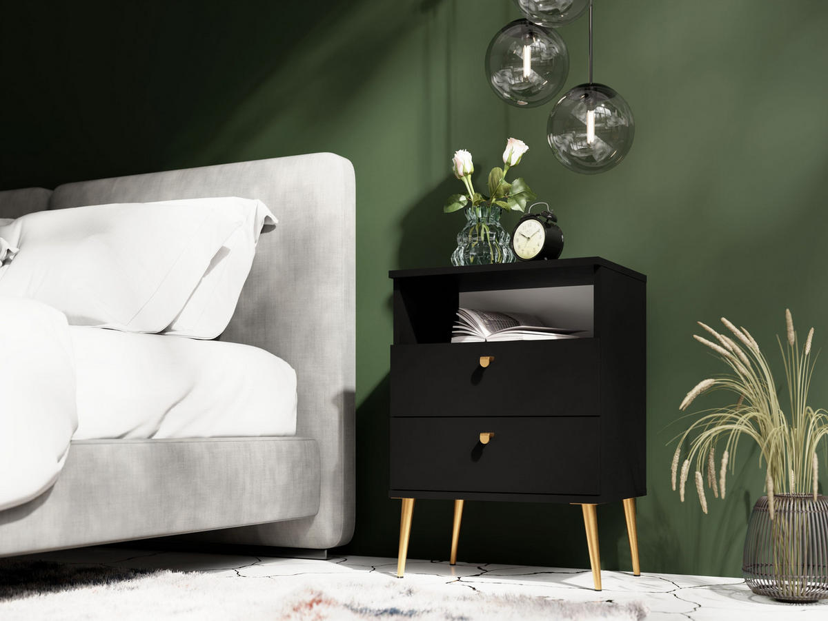 NACHTTISCH Schwarz 50/69,5/33,9 - Schwarz, Holzwerkstoff (50/70/34cm) - RAUMHIRSCH FURNITURE