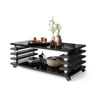 COUCHTISCH rechteckig Schwarz Hochglanz - Anthrazit matt Ablage Rollen - Schwarz Hochglanz/Anthrazit, Holzwerkstoff (60/120/45cm) - designimpex