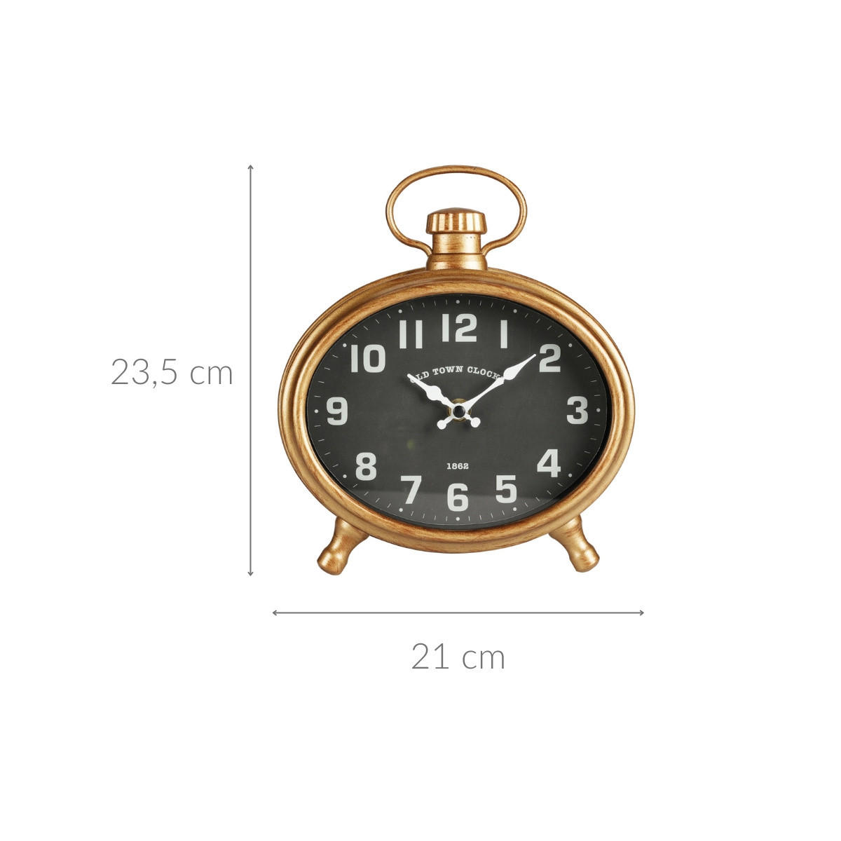 WANDUHR Retro Oval 21/23,5/4,8 cm - Goldfarben, Holzwerkstoff (21/23.5/4.8cm) - Home Styling Collection