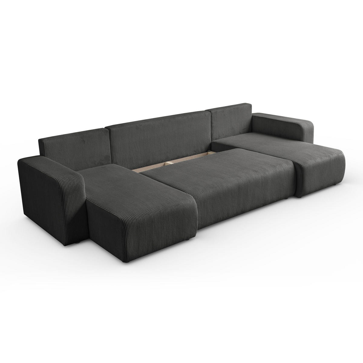Ecksofa PRESTIGE U mit Schlaffunktion, Poso 34 - Dunkelgrau, Textil (317/83/143cm) - Lookway