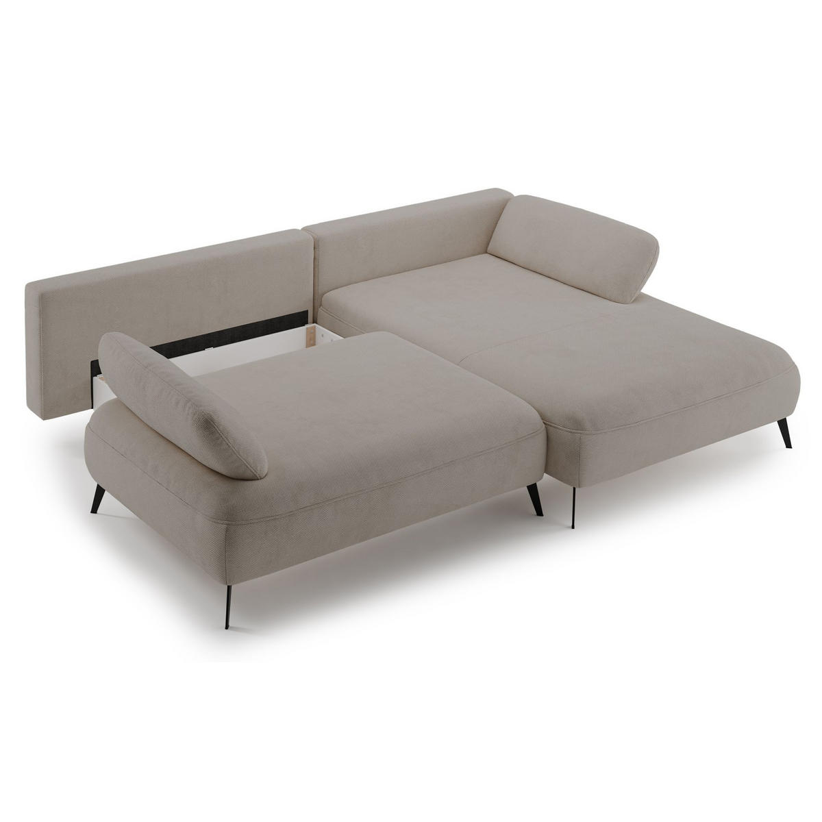 ECKSOFA Avolla Beige rechts - Beige/Schwarz, Textil/Metall (186/284cm) - Selsey