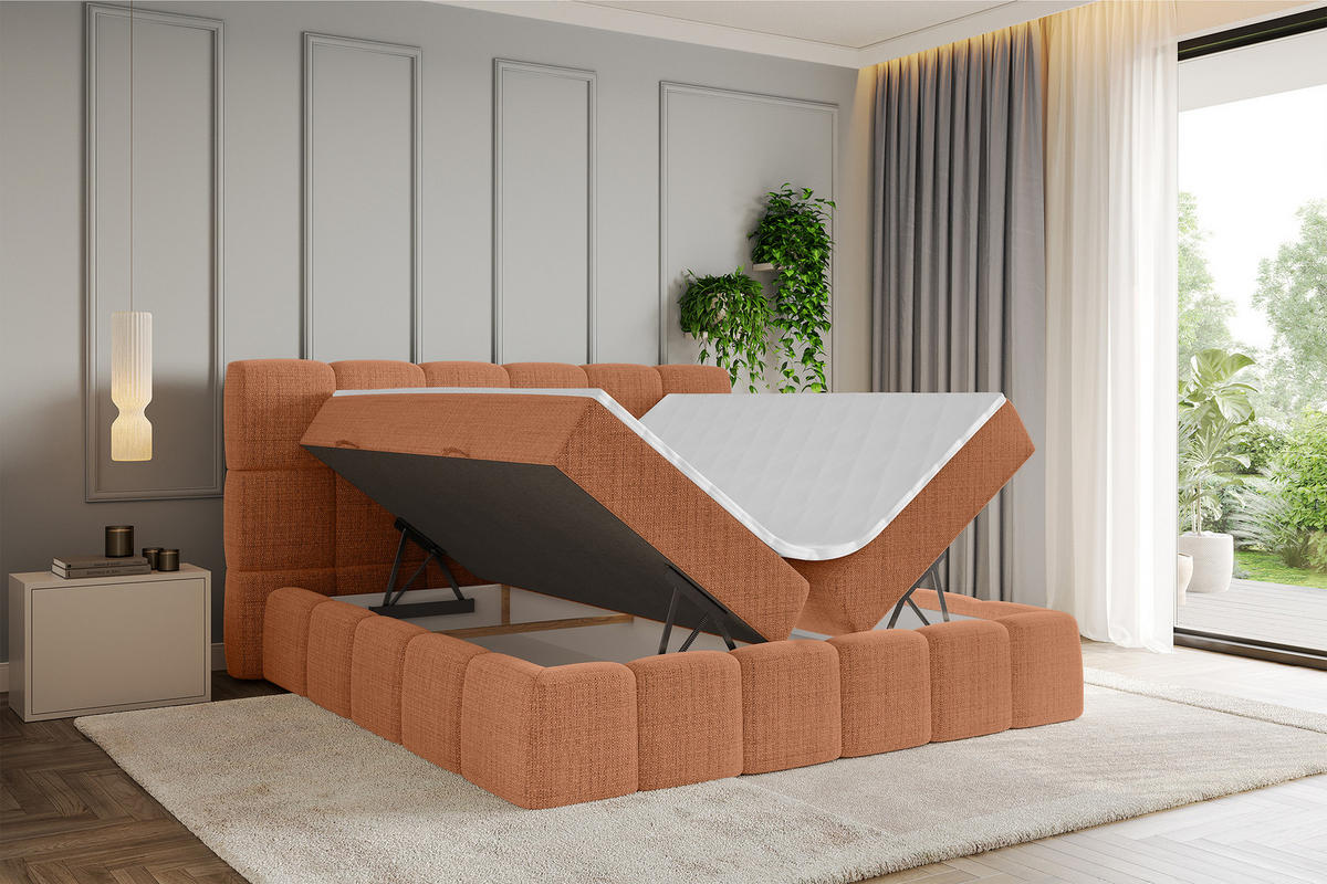 BOXBETT - AURI-H3 - 200x200 Apricot Aragon - Orange, Holzwerkstoff (200/200cm) - ALTDECOR