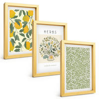 BILDER SET 3er Set - 20x30 cm Goldrahmen - Zitronen mit Kräutern und Blättern - Goldfarben, Kunststoff (20/30cm) - TULUP