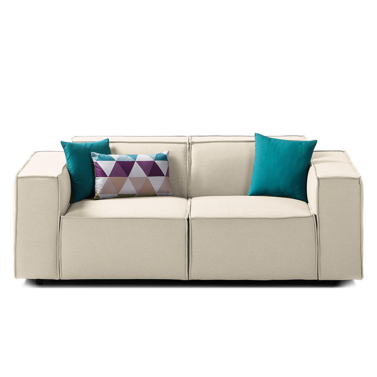 2-SITZER SOFA - Schwarz/Weiß, Textil (189/70/96cm) - home24