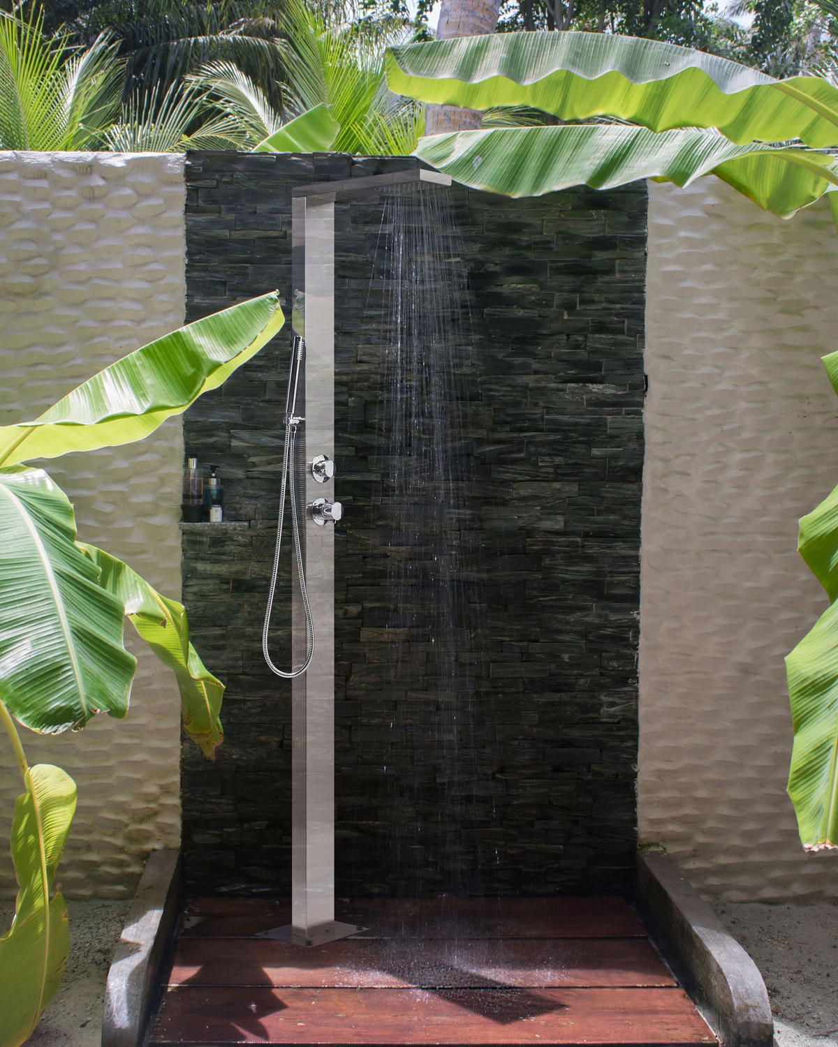 GARTENDUSCHE Silber Lotzorai - Silberfarben, Metall (26/210/50cm) - Beliani