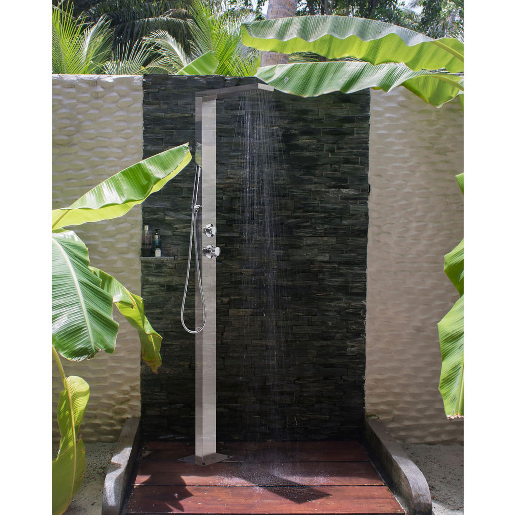 Thumbnail - Beliani Gartendusche, Silber, Metall, 26x210x50 cm, Freizeit, Pools und Wasserspaß, Whirlpools
