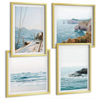 BILDER SET 4er Set - 50x50 cm & 40x60 cm Goldrahmen - Küstenlandschaftsblick - Goldfarben, Kunststoff (50/50cm) - TULUP