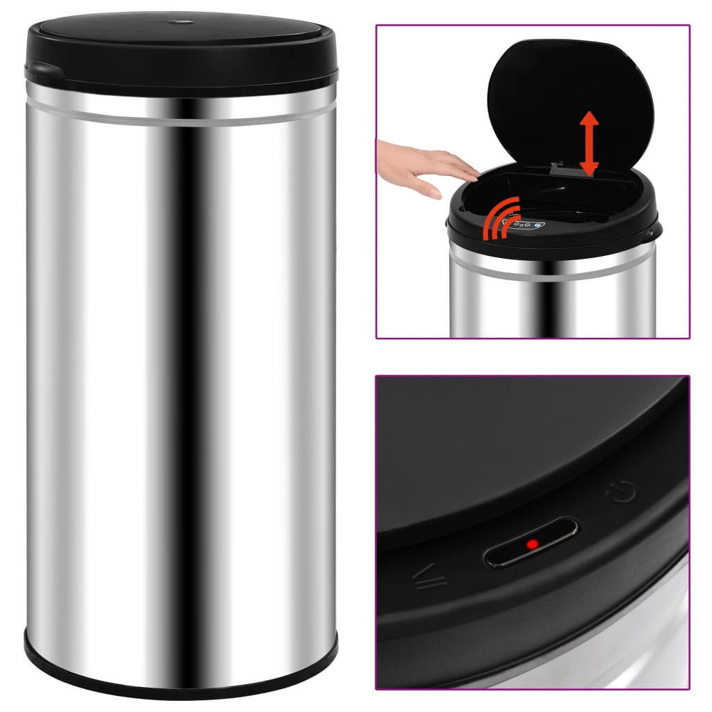 MÜLLEIMER mit Sensor 70L Edelstahl Abfalleimer Automatik - Silberfarben, Metall (36/76/36cm) - DELUKE