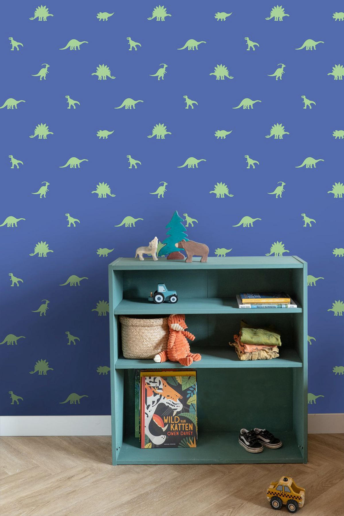 TAPETE Dinosaurier 50 x 900 cm - Blau, Papier (50/0.1cm) - ESTAhome