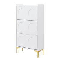 SCHUHSCHRANK aus MDF 63x24x120cm in Weiß mit goldfarbenen Metallbeinen - Weiß, Holzwerkstoff (63/120/24cm) - Modfu