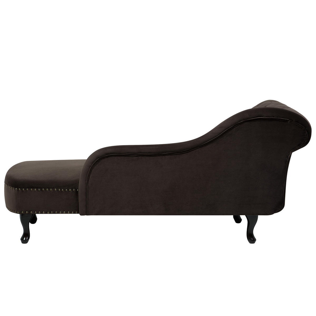 CHAISELONGUE Samtstoff dunkelbraun linksseitig Nimes - Schwarz/Braun, Textil (170/79/61cm) - Beliani