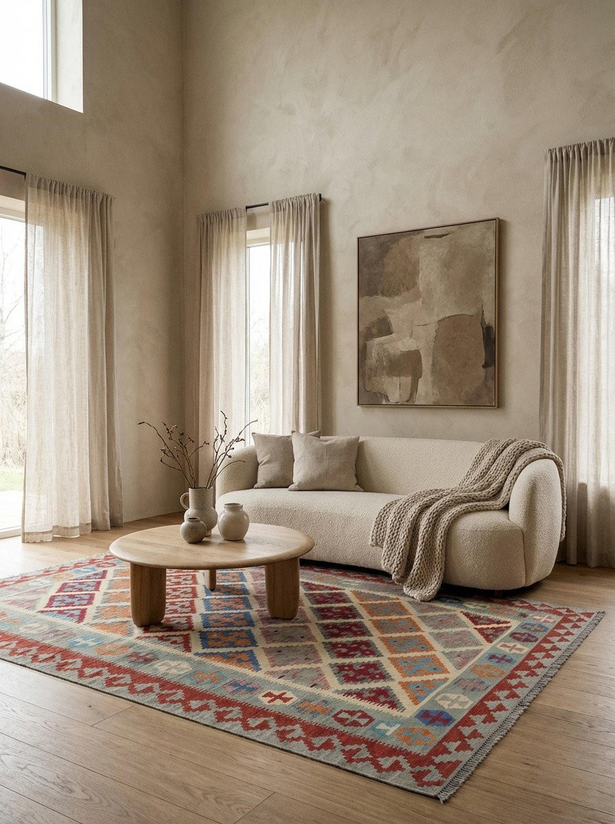 HANDWEBTEPPICH Kelim Gashgai Beige 252/176 cm Schurwolle - Beige, Textil (176/252cm) - Looma