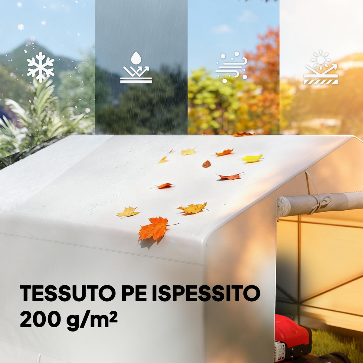 GARTENHAUS Wasserdichtes Gartenhaus-/Garagenzelt mit Rolltor, Metall und PE 3x3m ,weiß - Weiß, Metall (300/210/300cm) - Vallsero