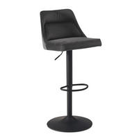 BARHOCKER Samt Lehne Höhenverstellbar Trompetenfuß Gepolstert, Grau 45x51x106 cm - Schwarz/Grau, Textil/Metall (45/106/51cm) - KADIMA DESIGN