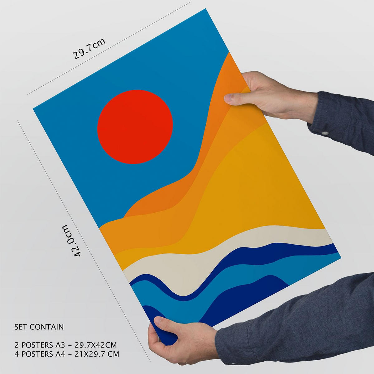 POSTER Set Mit 6 Wüstenjungen In Weibliche Zusammenfassung Ästhetische Dekorative Gemälde Für Ihr Wohnzimmer, Schlafzimmer, Zuhause A3 & A4 Rahmenlos - Klar, Papier (29/3cm) - Nacnic