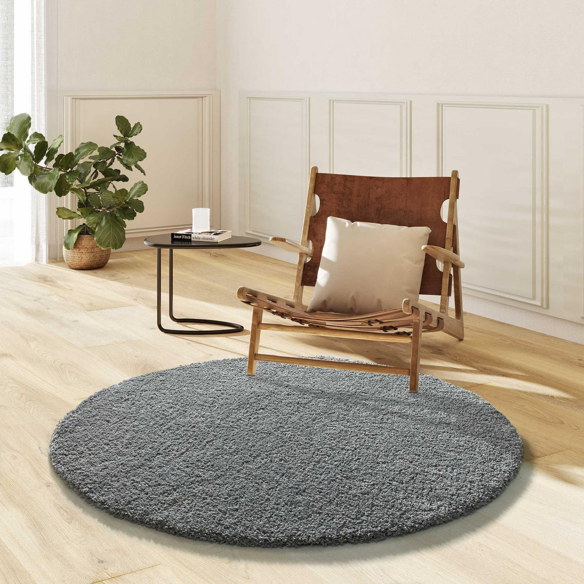 HOCHFLORTEPPICH Silber Norge 130/130 cm - Grau, Naturmaterialien/Textil (130/130cm) - Atticgo