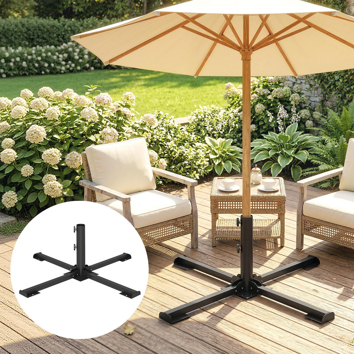 SONNENSCHIRMSTÄNDER Metall Dunkelgrau - Dunkelgrau, Metall (86/86cm) - Outsunny