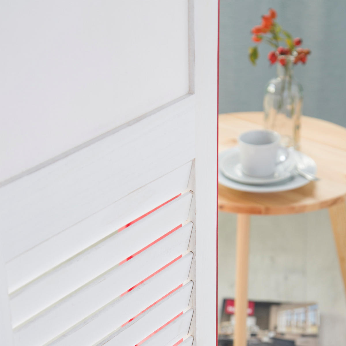 PARAVENT 3-tlg. 105/130 cm Weiß maritim - Weiß, Holz (105/130/1cm) - Homestyle4u