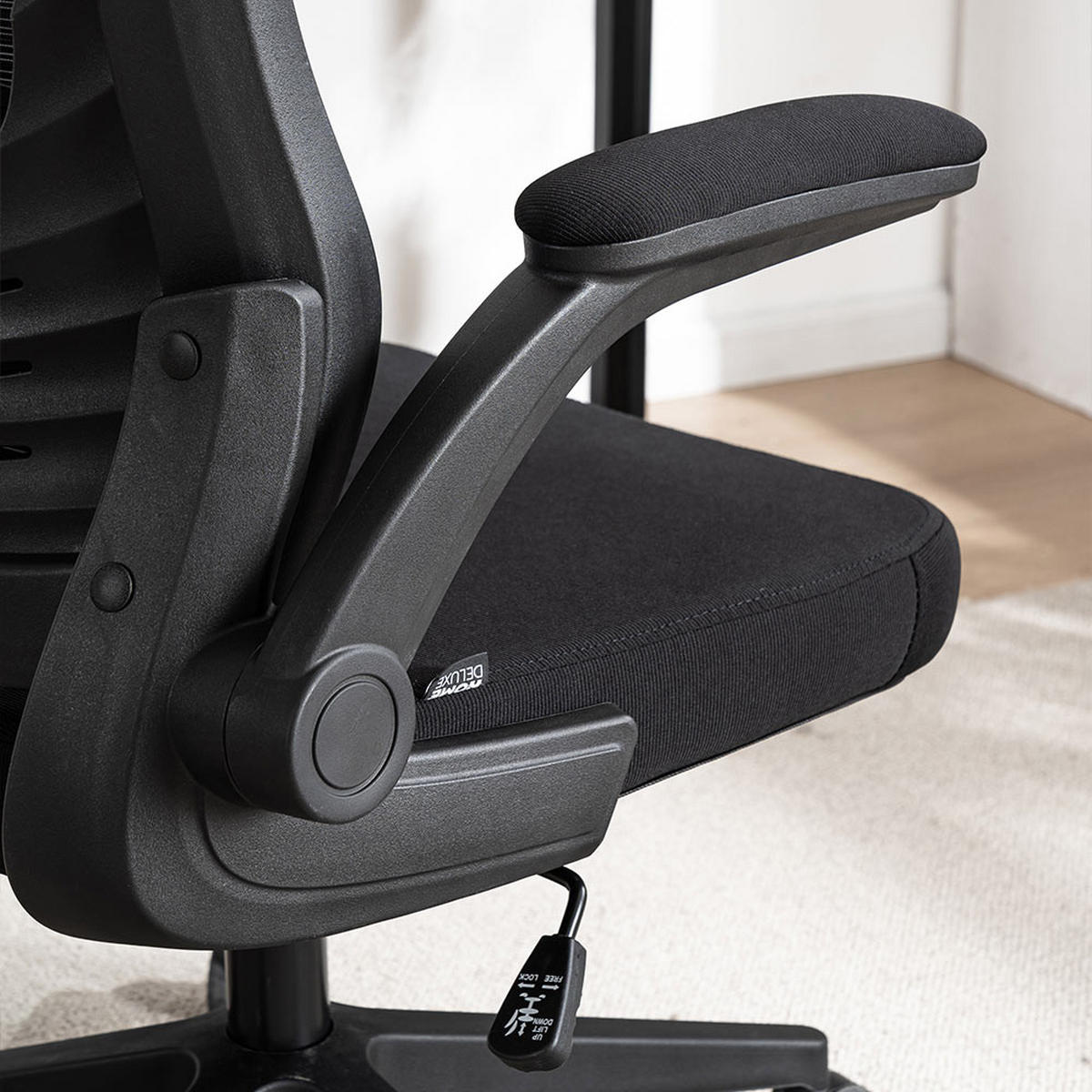 SCHREIBTISCHSTUHL ZELA - Farbe: Schwarz - Schwarz, Textil/Metall (58/107/62cm) - Home Deluxe