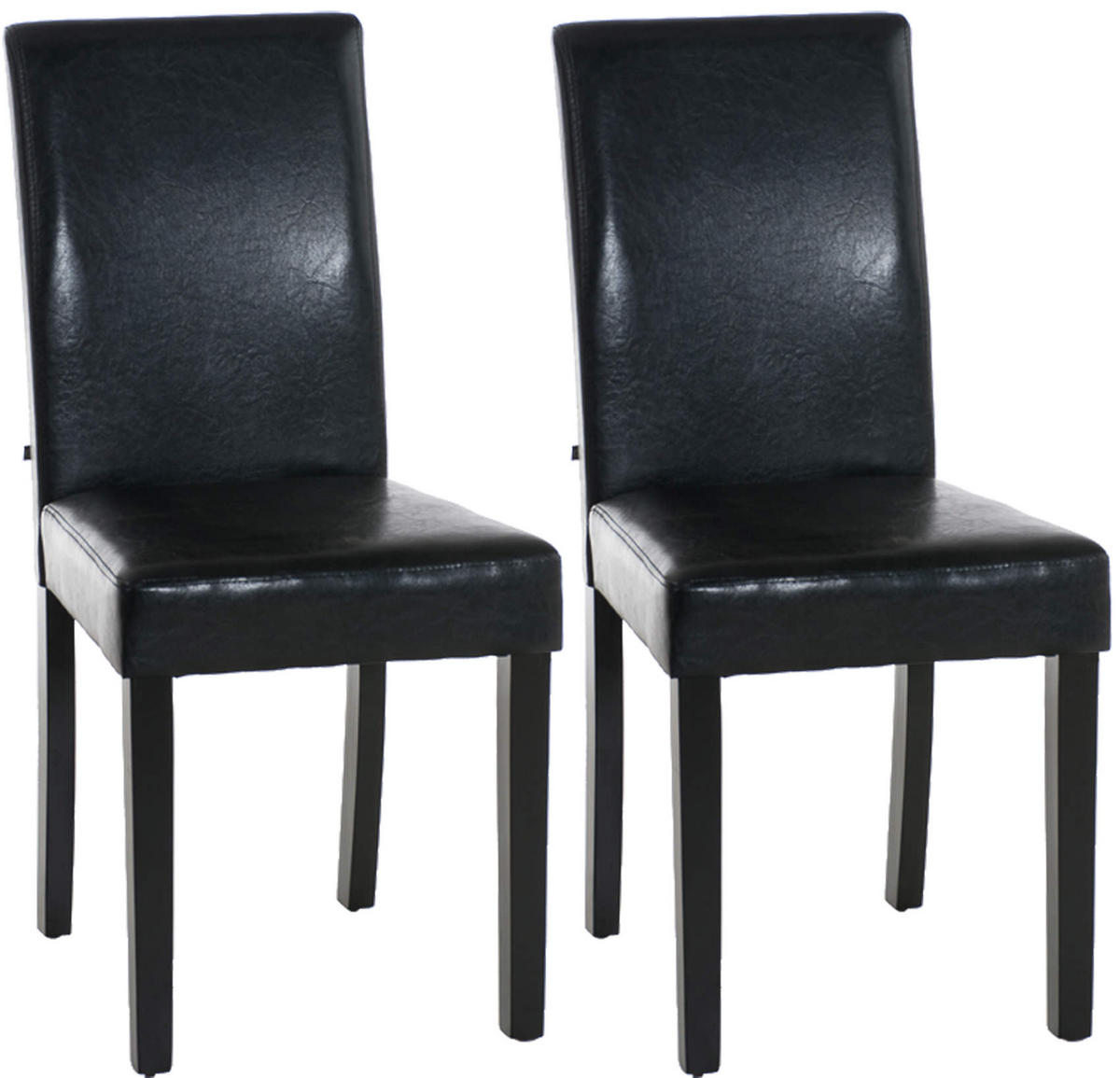 ESSZIMMERSTUHL Ines, 2er Set Kunstleder, Gestell Holz Schwarz Schwarz - Schwarz, Holz/Textil (41/91/47cm) - TPFLiving