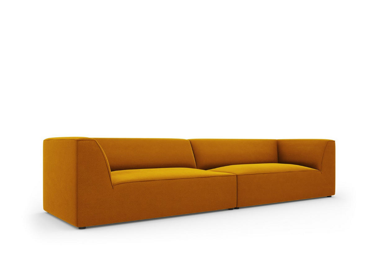 SOFA Ruby aus Samt gelb 4 Sitzplätze - Gelb, Textil (93/69/302cm) - Micadoni