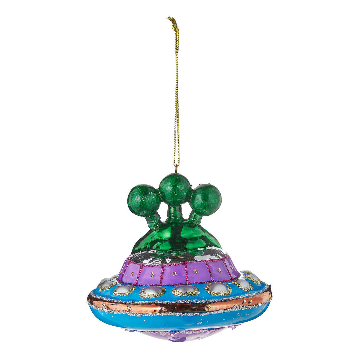 WEIHNACHTSBAUMKUGEL Hang On Alien im Ufo - Grün, Glas (9/8/9cm) - Butlers