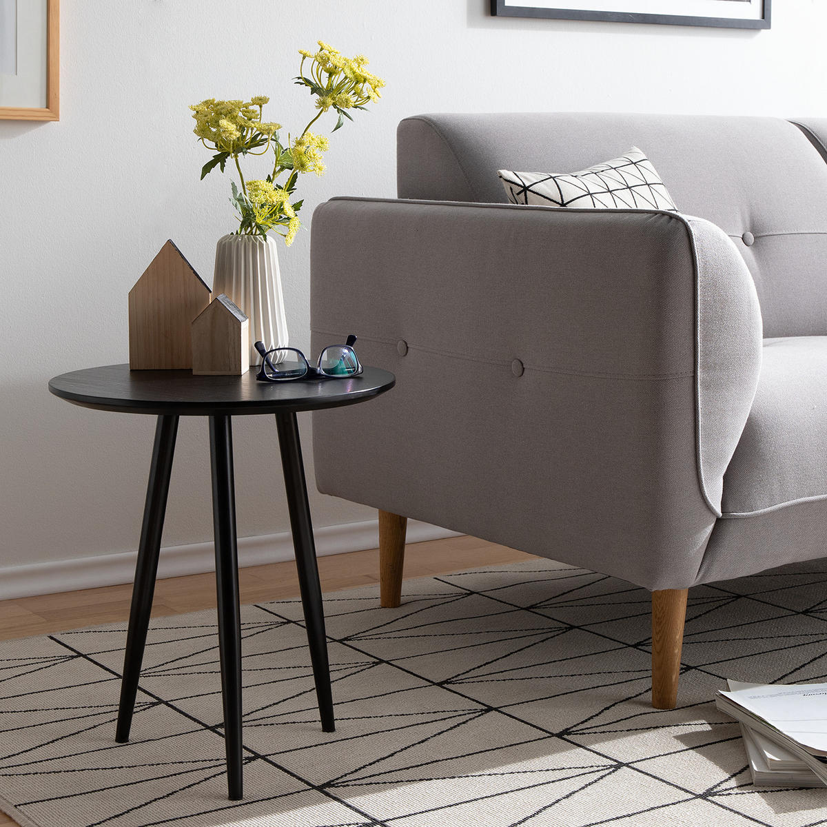 BEISTELLTISCH - Eiche Dekor Schwarz / Schwarz - Schwarz, Holzwerkstoff/Kunststoff (40/40/46cm) - home24