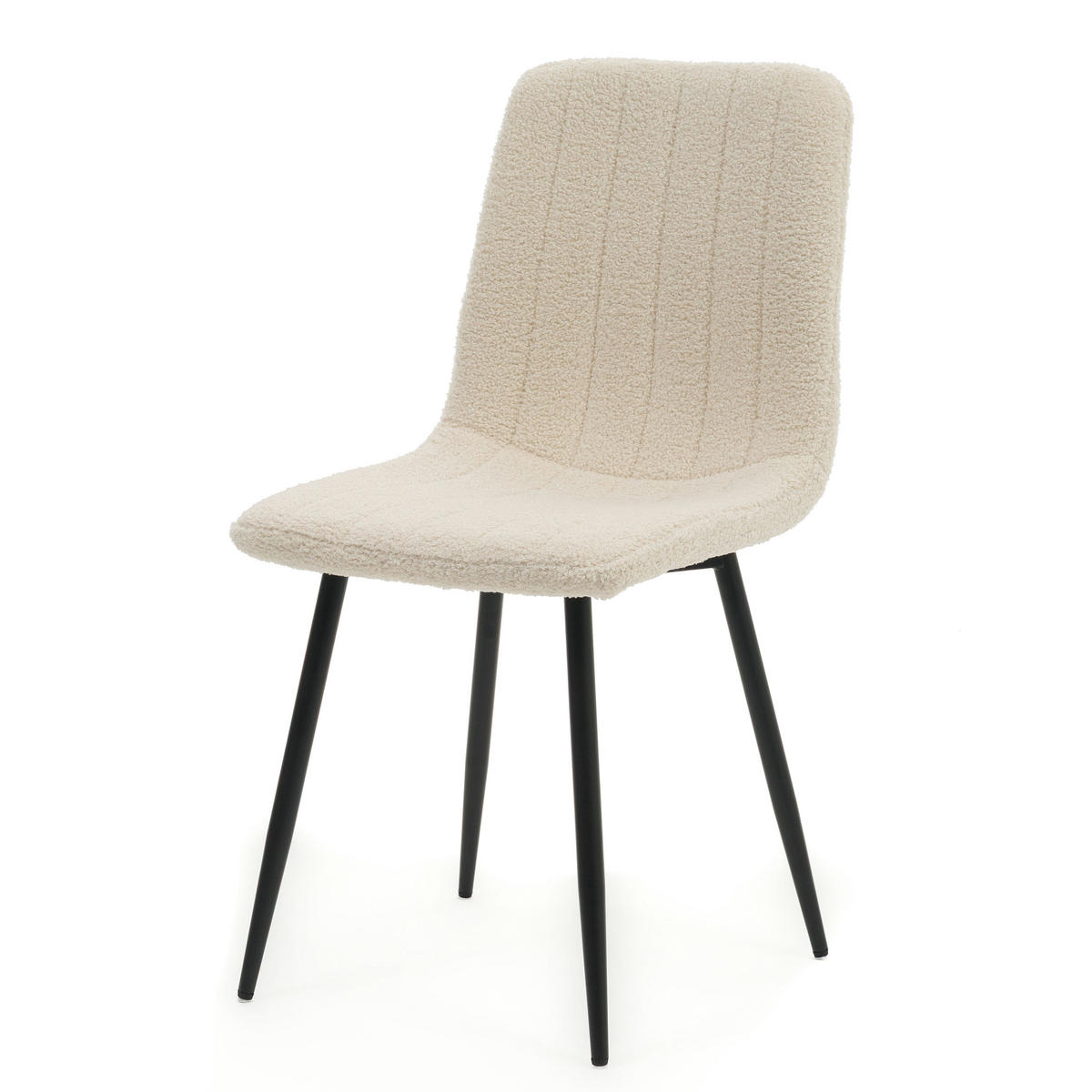 STUHL GELA gepolstert mit Steppung - hellbeige - Boucle TEDDY - Ecru/Schwarz, Textil/Metall (45/89/53cm) - NEW HOME