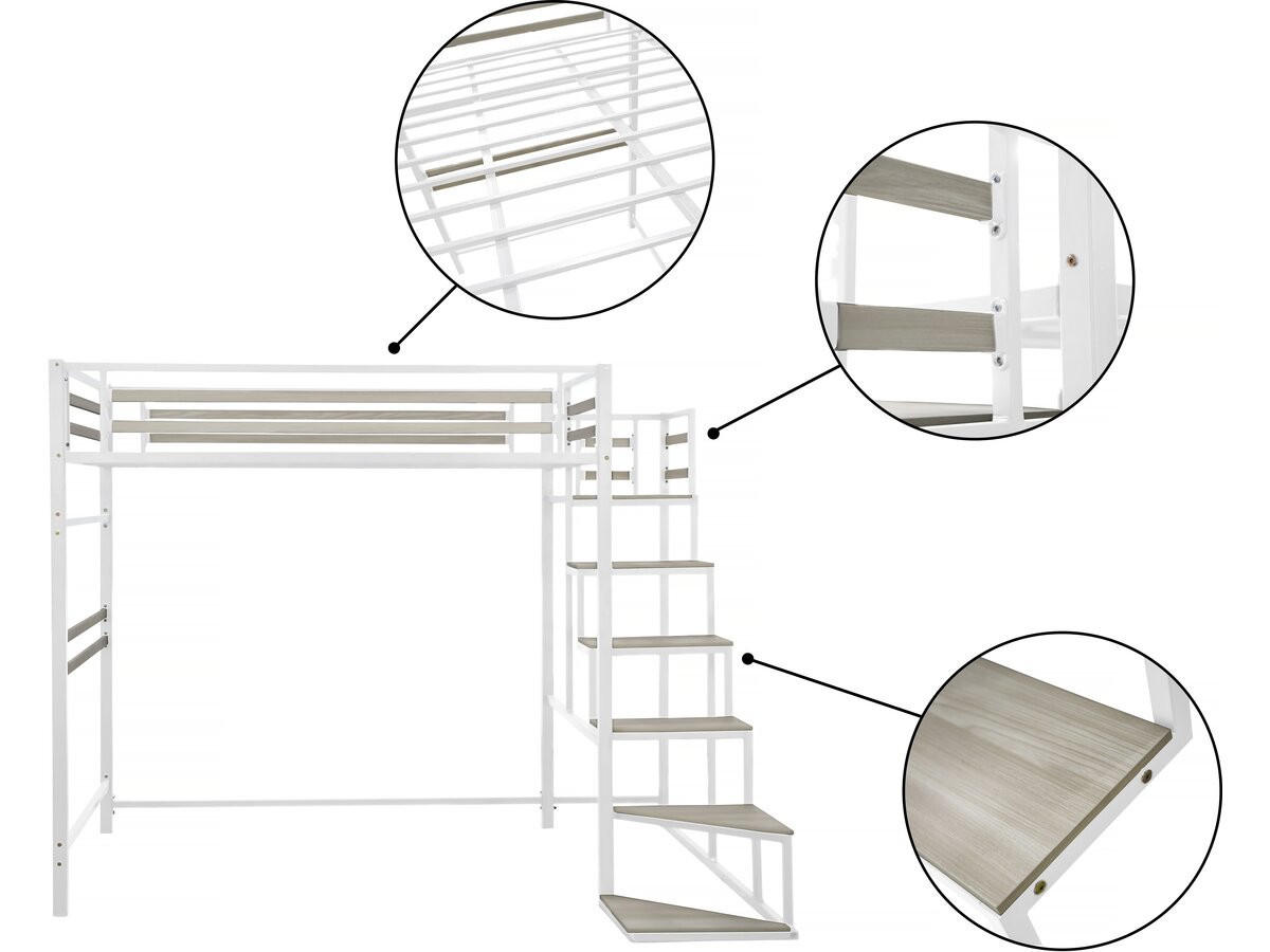 ETAGENBETT lena Schwarz - Weiß, Metall (190/140cm) - Habitat Garten