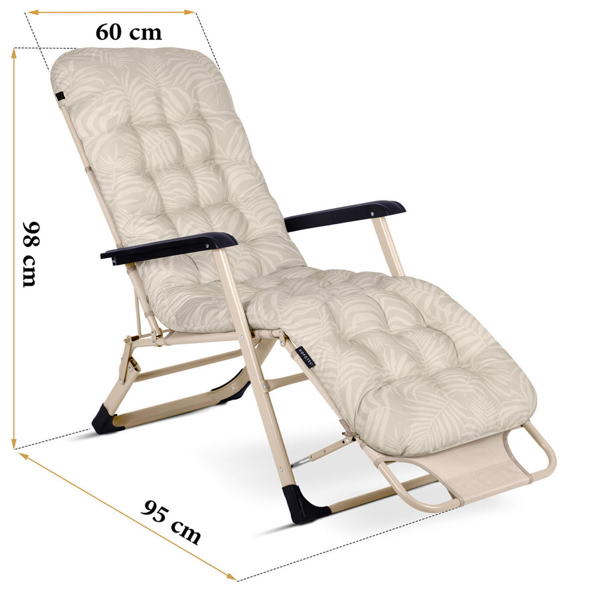 GARTEN-RELAXSESSEL Klappbarer mit Kissen, Beige - Beige, Metall (60/102/110cm)