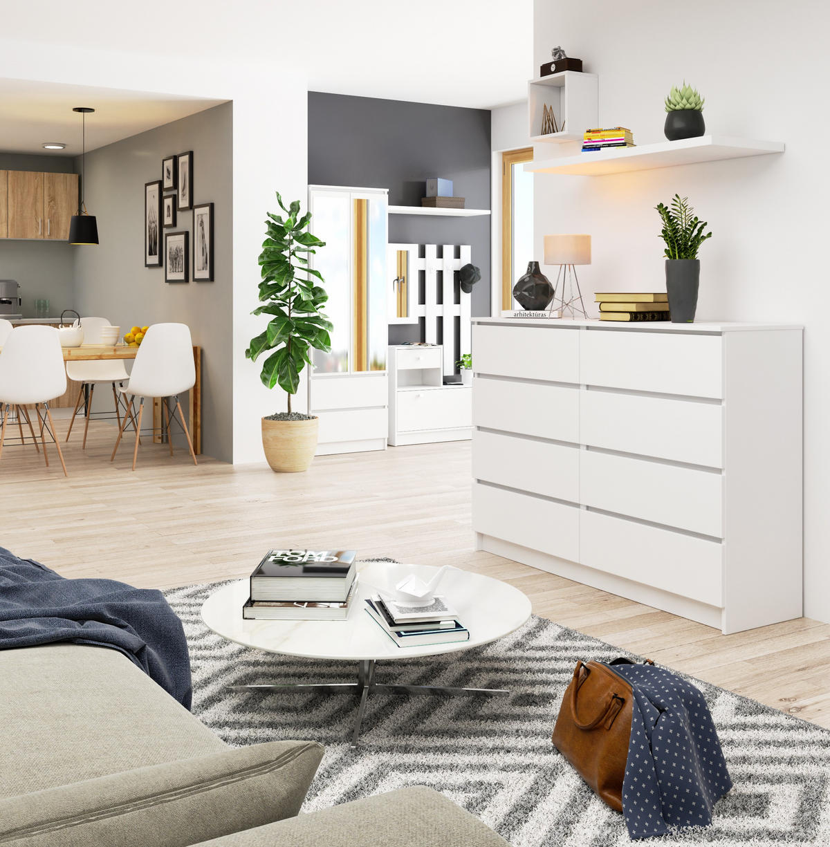 KOMMODE Weiß 99/138/40 - Weiß, Holzwerkstoff (138/99/40cm) - RAUMHIRSCH FURNITURE