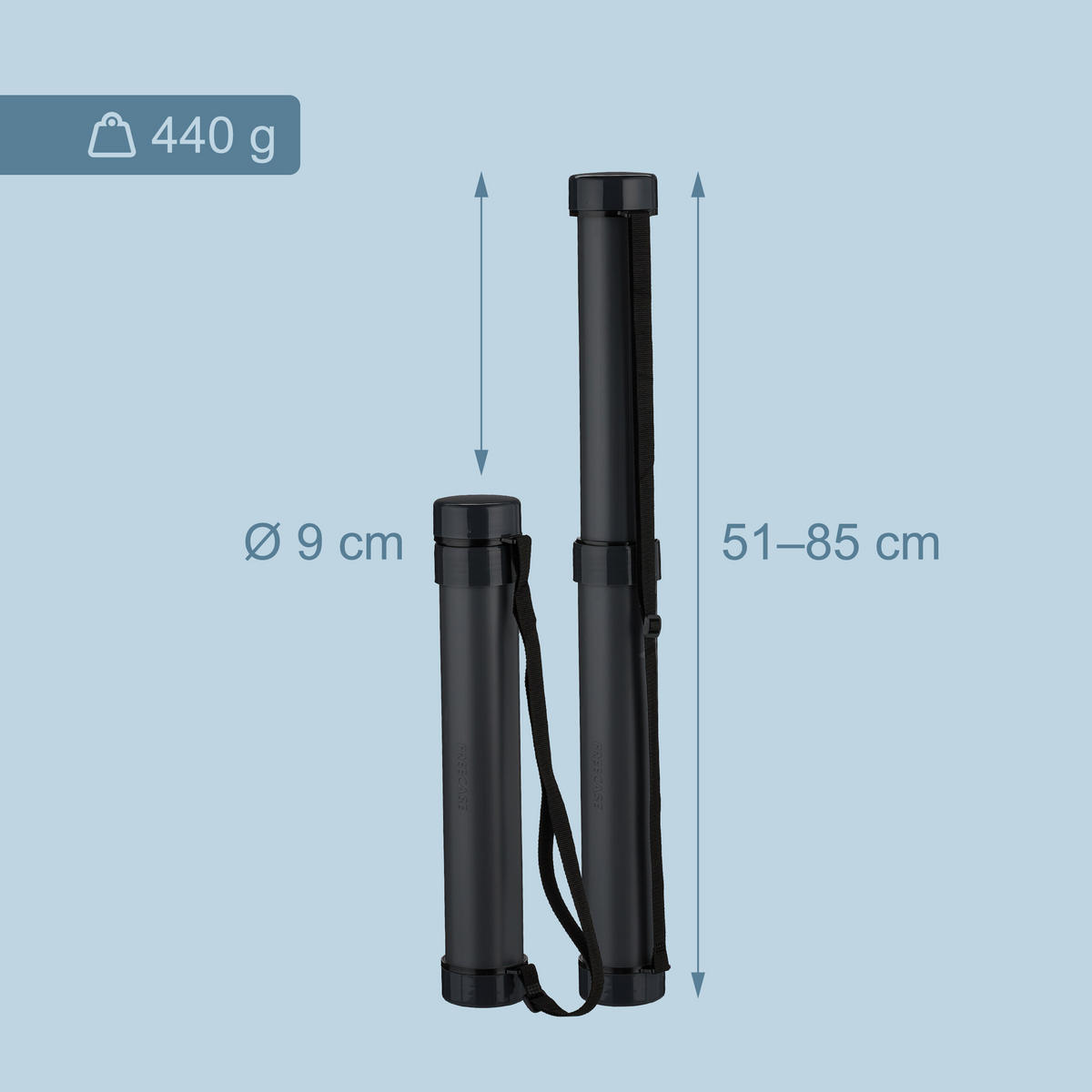 POSTERROLLE - Schwarz, Kunststoff (9/85/9cm) - Relaxdays