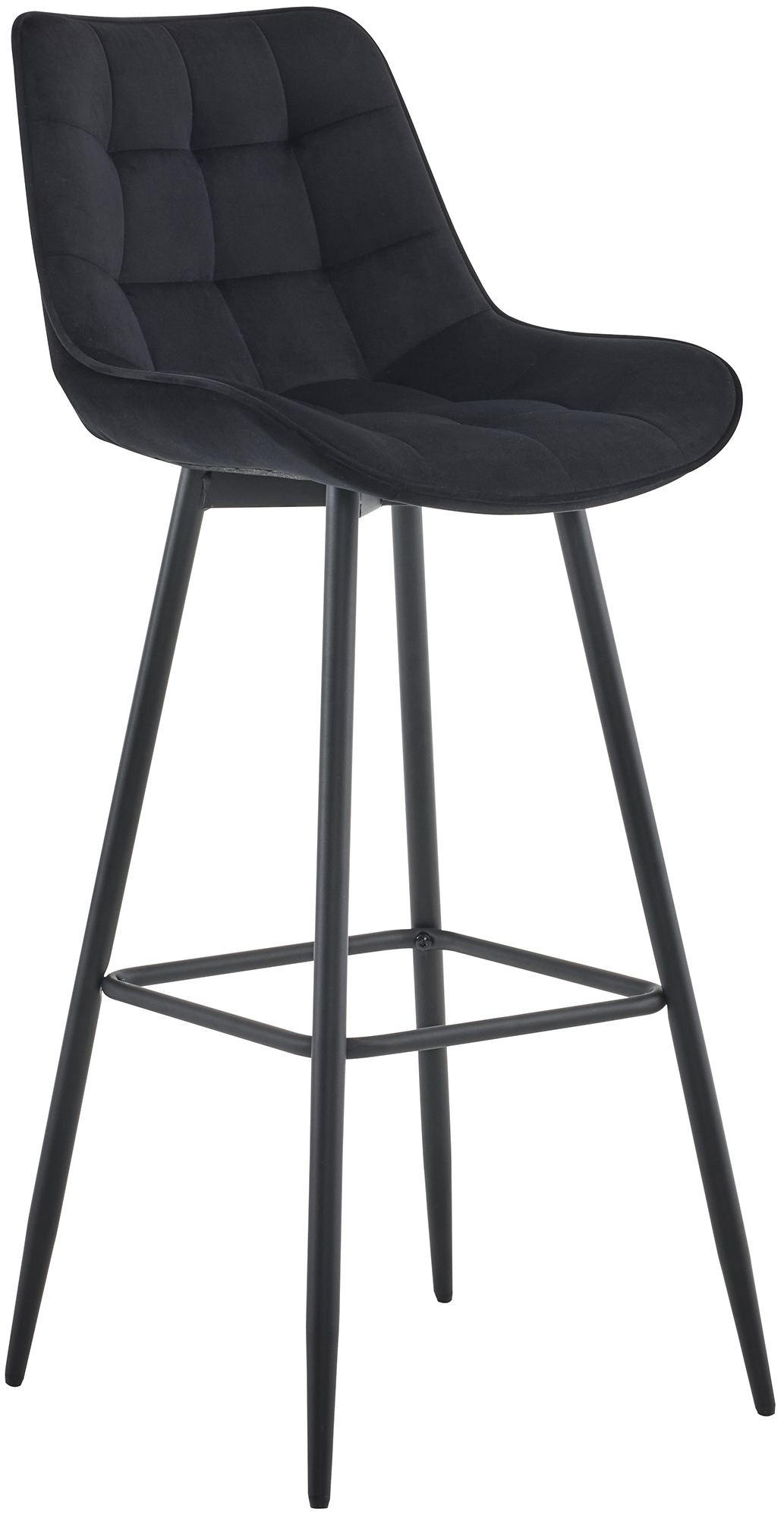 BARHOCKER Samt schwarz - Schwarz, Textil/Metall (47/106/52cm) - CLP